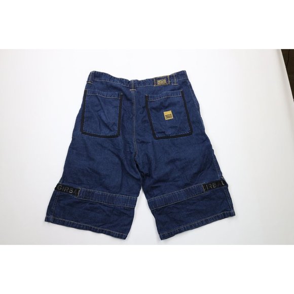 Vintage 90s Marithe Francois Girbaud Mens 38 Distressed Baggy Strap Denim Shorts - Picture 10 of 14
